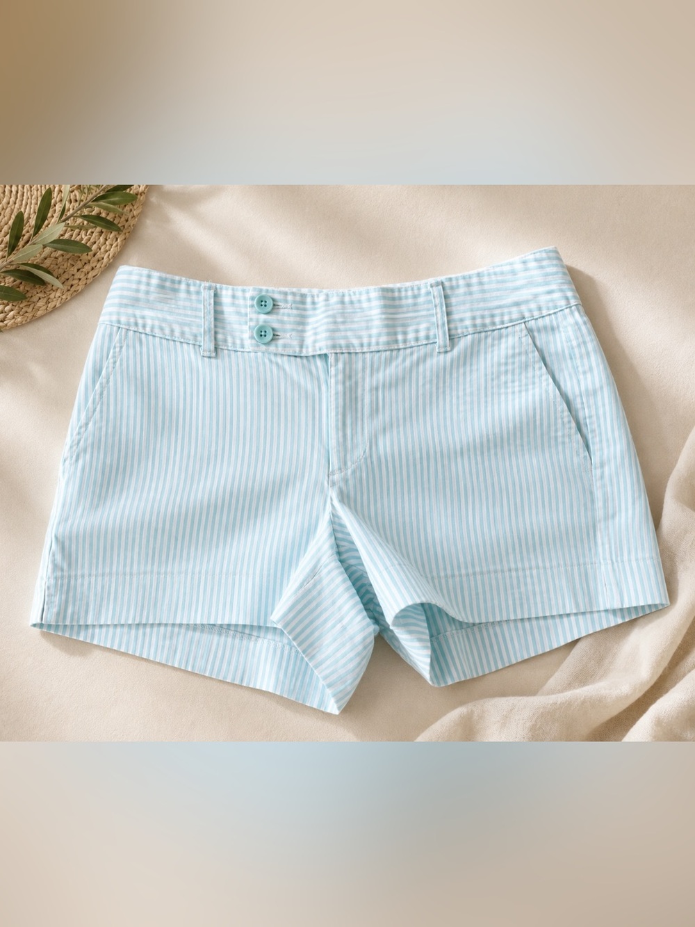 Women’s Light Blue Striped Shorts
